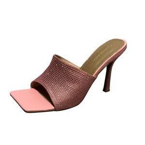LEMONADE Pink Rhinestone Square Toe Mule Heels Size 9